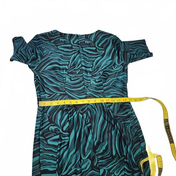 Jude Connally Women's Midi Dress Size S Blue Zebra Print Green - Picture 9 of 9